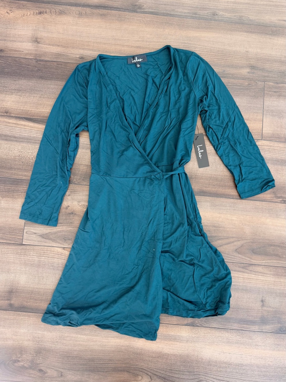 NWT Lulus All At Once Forest Green Three-Quarter Sleeve Wrap
Dress - Picture 3 of 5